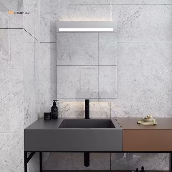 Espejo de tocador de maquillaje inteligente LED para baño de fábrica con interruptor regulable