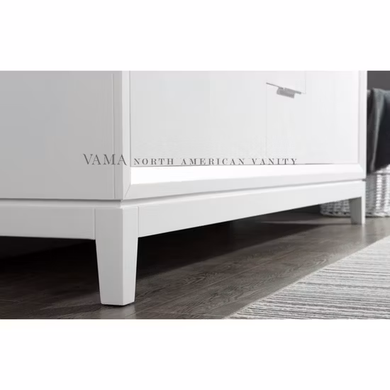Vama Mueble de tocador de baño con pintura blanca de madera maciza de alta calidad estilo americano de 72 pulgadas con lavabos dobles A220872wh